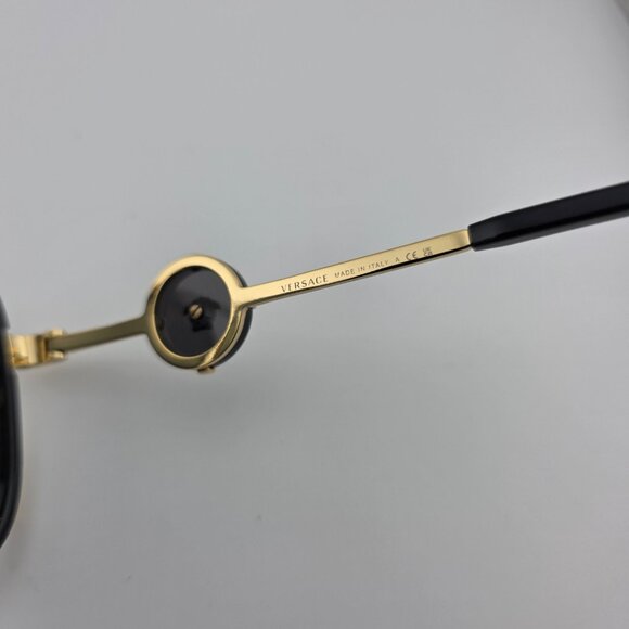 Versace MOD 2233 Men's Gray Lens Black Gold Metal Frame Aviator Sunglasses - Picture 7 of 7